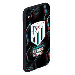 Чехол для iPhone XS Max матовый Atletico Madrid FC в стиле glitch на темном фоне - фото 2