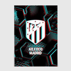 Постер Atletico Madrid FC в стиле glitch на темном фоне