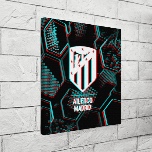 Холст квадратный Atletico Madrid FC в стиле glitch на темном фоне, цвет 3D печать - фото 3