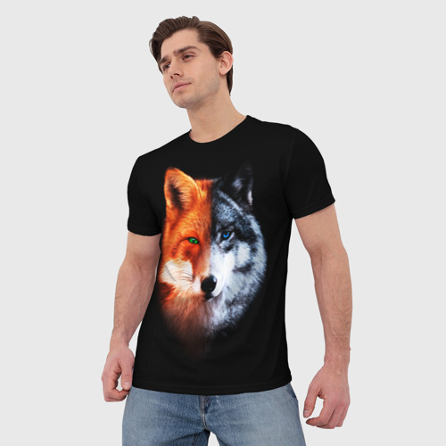 Мужская футболка 3D Волк и Лисица, цвет 3D печать - фото 3
