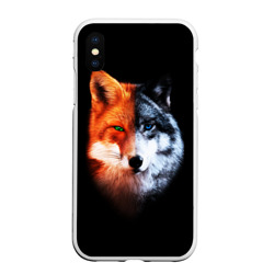 Чехол для iPhone XS Max матовый Волк и Лисица