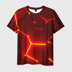 Мужская футболка 3D Красные неоновые геометрические плиты