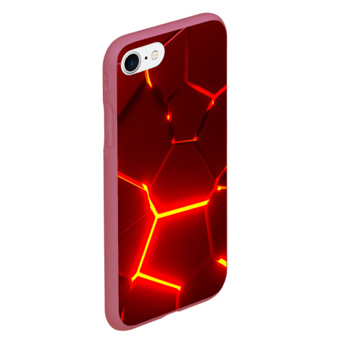 Чехол для iPhone 7/8 матовый с принтом Красные неоновые геометрические плиты, вид сбоку #3