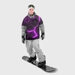Накидка на куртку 3D Фиолетовые неоновые геометрические плиты