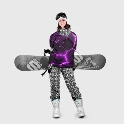 Накидка на куртку 3D Фиолетовые неоновые геометрические плиты - фото 2