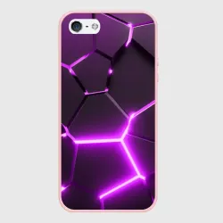 Чехол для iPhone 5/5S матовый Фиолетовые неоновые геометрические плиты
