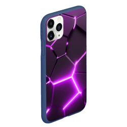 Чехол для iPhone 11 Pro Max матовый Фиолетовые неоновые геометрические плиты - фото 2