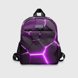 Детский рюкзак 3D Фиолетовые неоновые геометрические плиты