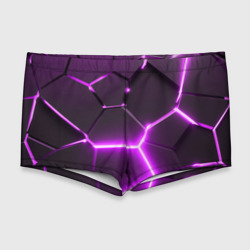 Мужские купальные плавки 3D Фиолетовые неоновые геометрические плиты