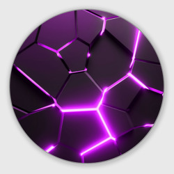 Круглый коврик для мышки Фиолетовые неоновые геометрические плиты