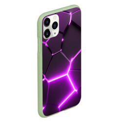 Чехол для iPhone 11 Pro матовый Фиолетовые неоновые геометрические плиты - фото 2