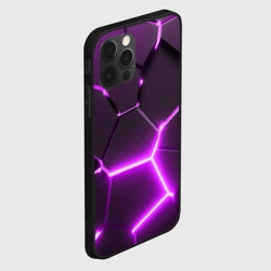 Чехол для iPhone 12 Pro Фиолетовые неоновые геометрические плиты - фото 2