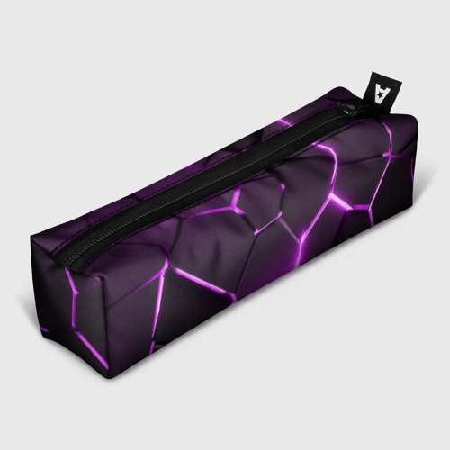 Пенал школьный 3D Фиолетовые неоновые геометрические плиты