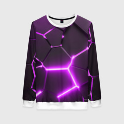 Женский свитшот 3D Фиолетовые неоновые геометрические плиты