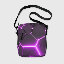 Сумка через плечо 3D Фиолетовые неоновые геометрические плиты