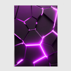 Постер Фиолетовые неоновые геометрические плиты