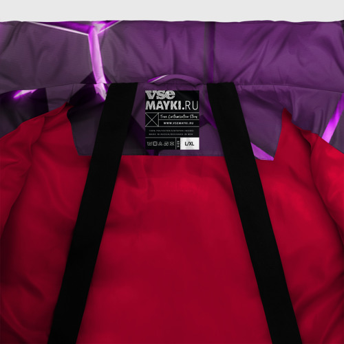 Мужская зимняя куртка 3D с принтом Фиолетовые неоновые геометрические плиты, фото #4