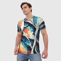Мужская футболка 3D Красочные листья - абстракция - фото 2