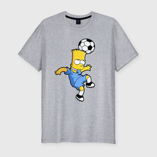 Мужская футболка хлопок Slim Барт Симпсон - игра головой, цвет меланж