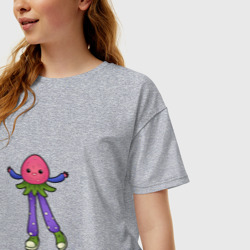 Женская футболка хлопок Oversize Хиппи земляничка - фото 2