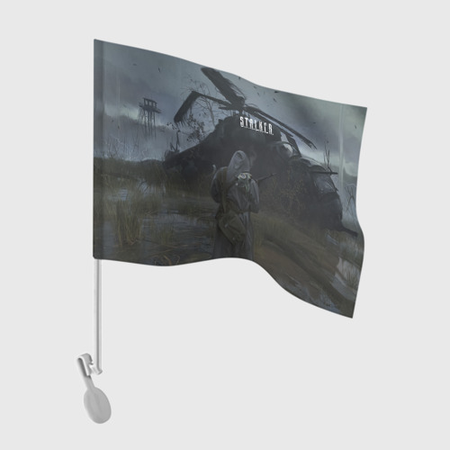 Флаг для автомобиля Stalker Одиночка На Болотах Возле Вертолёта