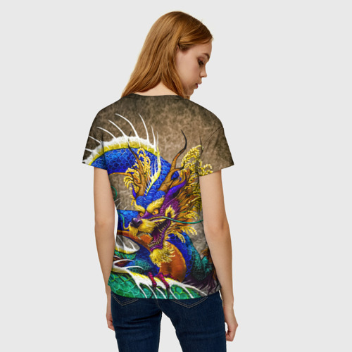 Женская футболка 3D Разноцветный Японский Дракон, цвет 3D печать - фото 4