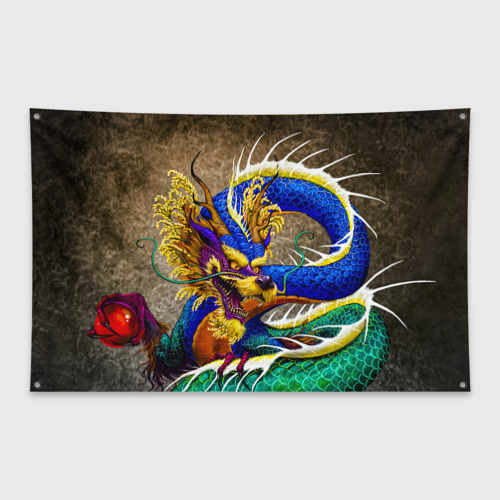Флаг-баннер Разноцветный Японский Дракон