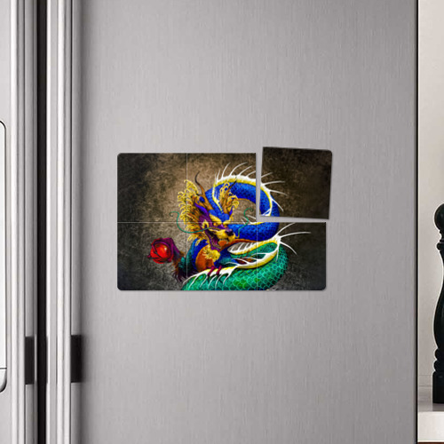 Магнитный плакат 3Х2 Разноцветный Японский Дракон - фото 4
