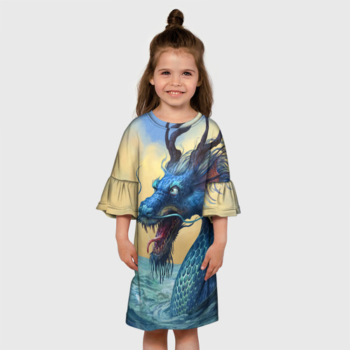 Детское платье 3D Японский Дракон В Воде, цвет 3D печать - фото 4