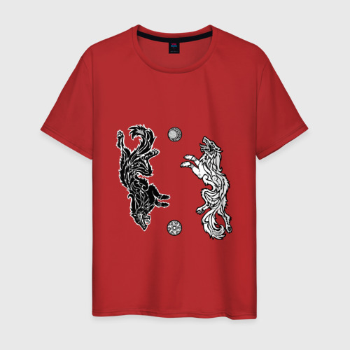 Мужская футболка хлопок Охотники Хати и Сколль, цвет красный
