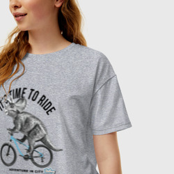 Женская футболка хлопок Oversize Путешествие на велосипеде - фото 2