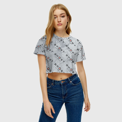 Женская футболка Crop-top 3D Призрак Цусимы узор, цвет 3D печать - фото 3