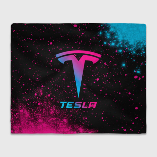 Плед 3D с принтом Tesla - neon gradient, вид спереди #2