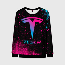 Мужской свитшот 3D Tesla - neon gradient