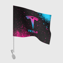 Флаг для автомобиля Tesla - neon gradient