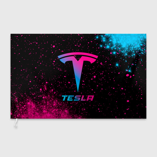 Флаг 3D Tesla - neon gradient - фото 3