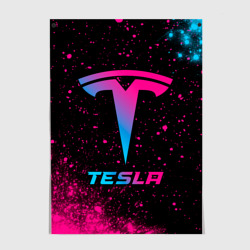 Постер Tesla - neon gradient