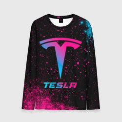 Мужской лонгслив 3D Tesla - neon gradient