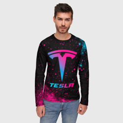 Мужской лонгслив 3D Tesla - neon gradient - фото 2