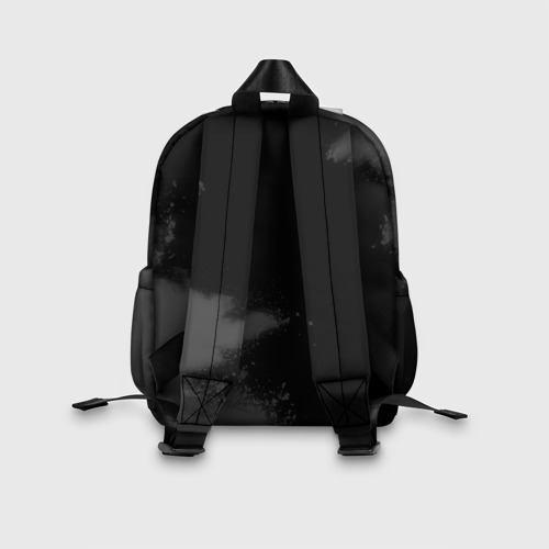 Детский рюкзак 3D с принтом Dark Souls glitch на темном фоне: символ и надпись вертикально, вид сзади #2