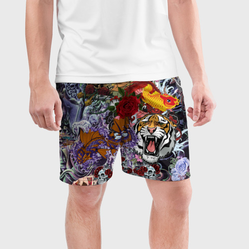 Мужские шорты спортивные Рисунок в стиле tatoo, цвет 3D печать - фото 3
