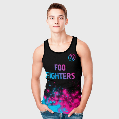 Мужская майка 3D Foo Fighters - neon gradient: символ сверху, цвет 3D печать - фото 5