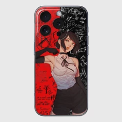 Чехол для iPhone 16 Pro Max силиконовый с защитой камеры Резе - человек бензопила