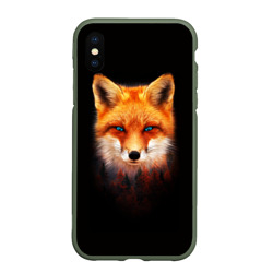 Чехол для iPhone XS Max матовый Лиса над лесом