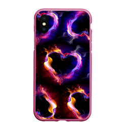 Чехол для iPhone XS Max матовый Пламенное сердце - паттерн