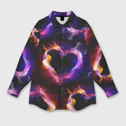 Пламенное сердце - паттерн – Женская рубашка oversize 3D с принтом купить