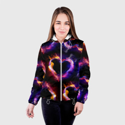 Женская куртка 3D Пламенное сердце - паттерн - фото 2