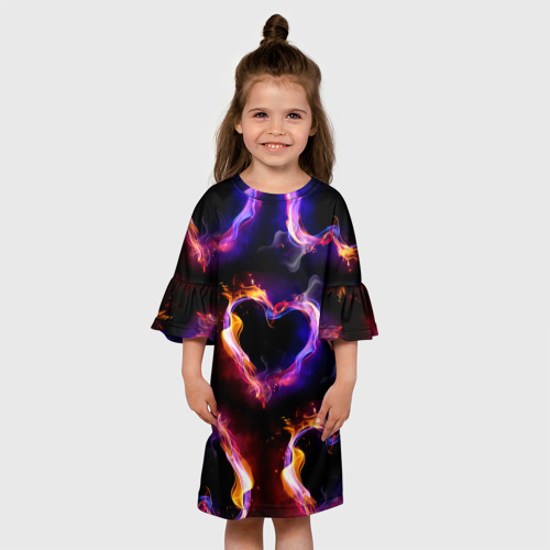 Детское платье 3D Пламенное сердце - паттерн, цвет 3D печать - фото 4