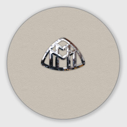 Круглый коврик для мышки Maybach логотип на серой коже