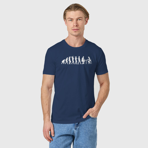 Мужская футболка хлопок Шахматная эволюция, цвет темно-синий - фото 3